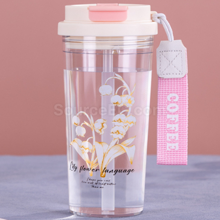 Customization Portable Sports Double Drinking Straw Cup Promotional Products