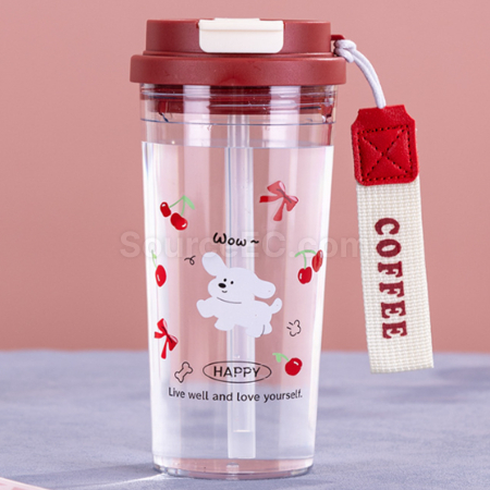 Customization Portable Sports Double Drinking Straw Cup Promotional Products