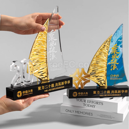 Customization Creative Sailboat Crystal Trophy Promotional Products