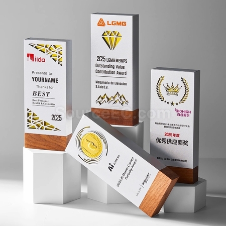 Customization Solid Wood Metal Trophy Promotional Products