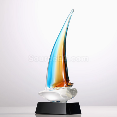 Customization Glass Sailboat Crystal Trophy Promotional Products