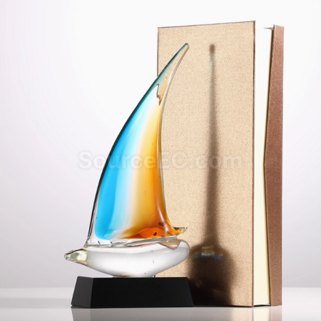 Customization Glass Sailboat Crystal Trophy Promotional Products