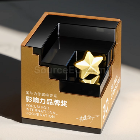 Customization Creative Solid Wood Crystal Trophy Promotional Products