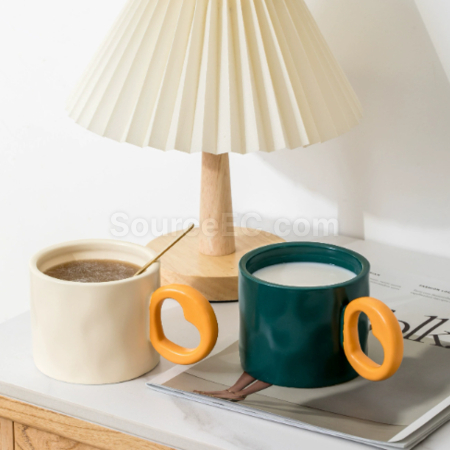 Customization Ceramic cup with a heart - shaped handle Promotional Products