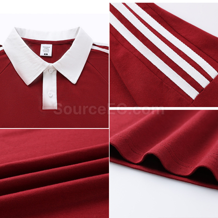 Customization Color-Blocked Three-Striped Polo Shirt Promotional Products