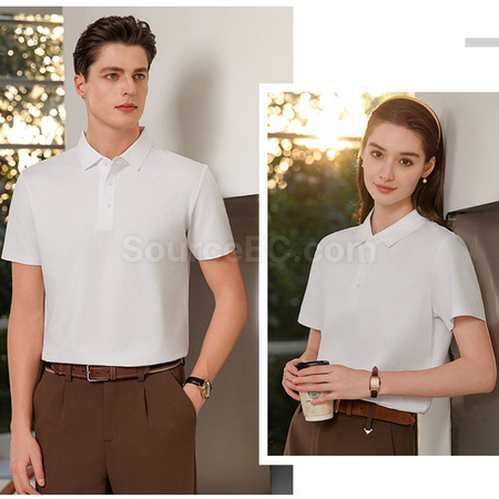 Customization Jacquard Cotton Seamless Solid Color Polo Shirt Promotional Products