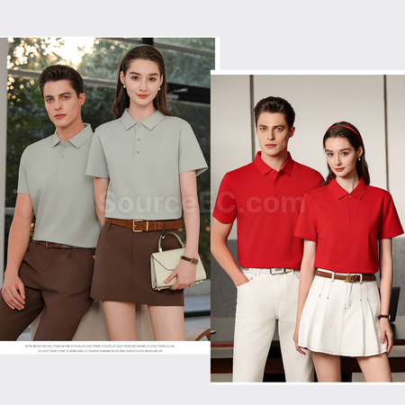 Customization Jacquard Cotton Seamless Solid Color Polo Shirt Promotional Products