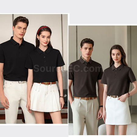 Customization Jacquard Cotton Seamless Solid Color Polo Shirt Promotional Products