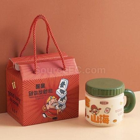 Customization Cartoon God Of Wealth Cup Ceramic Mug Promotional Products
