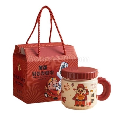 Customization Cartoon God Of Wealth Cup Ceramic Mug Promotional Products