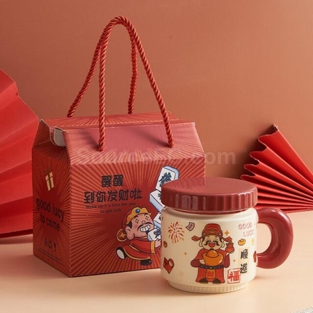 Customization Cartoon God Of Wealth Cup Ceramic Mug Promotional Products