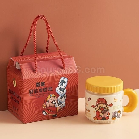 Customization Cartoon God Of Wealth Cup Ceramic Mug Promotional Products
