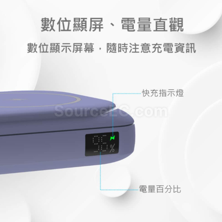 Customization Built-in Dual-Wire Digital Display Magnetic Wireless Flash Charging Power Bank (Dual Type-C, BSMI certificate) Promotional Products