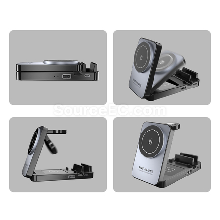 Customization Magnetic Wireless 5-in-1 Multifunctional Folding Phone Holder Promotional Products