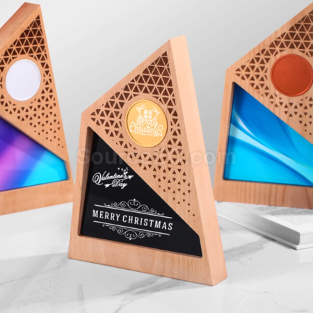 Customization Solid Wood Crystal Creative Commemorative Trophy Promotional Products
