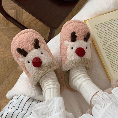 Customization Christmas Reindeer Cotton Slippers Promotional Products