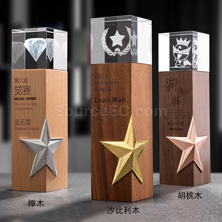 Customization Wooden Crystal Trophy Promotional Products