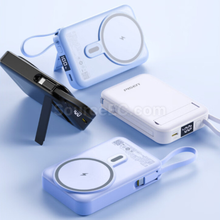 Customization 3C Certified Pisen Wireless Power Bank With Cable And Stand Only Promotional Products