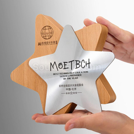 Customization Solid Wood Metal Award Promotional Products