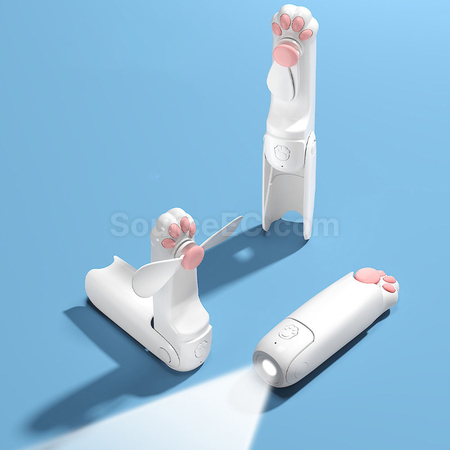 Customization Cat's Paw Mini Fan and Flashlight 2-in-1 Promotional Products