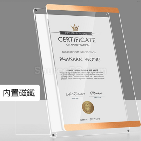 Customization Aluminum alloy bracket certificate photo frame Promotional Products