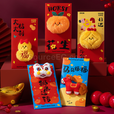 Customization 3D Embroidery Plush Doll Red Envelope Promotional Products
