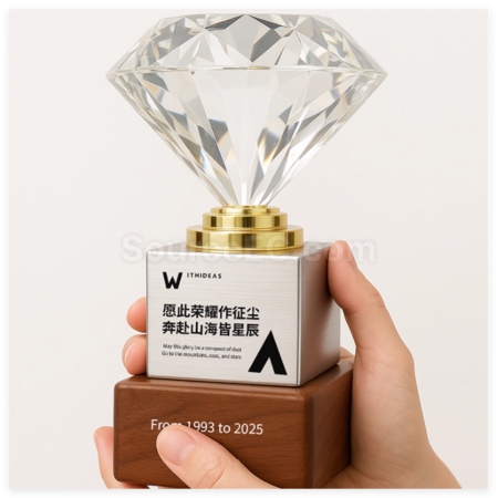 Customization Diamond Crystal Solid Wood Trophy Promotional Products
