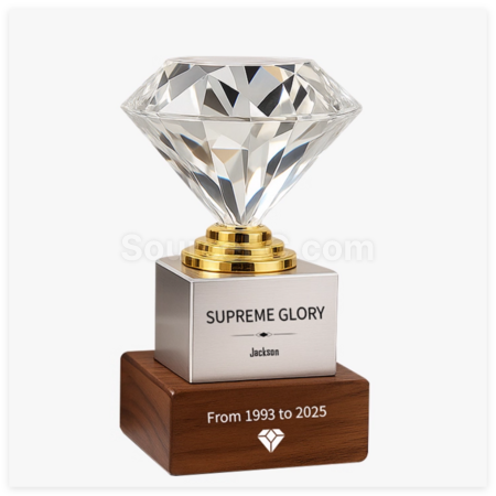 Customization Diamond Crystal Solid Wood Trophy Promotional Products