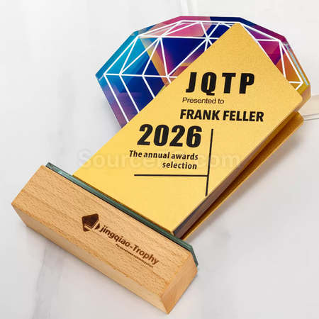 Customization Metal Crystal Solid Wood Trophy Promotional Products