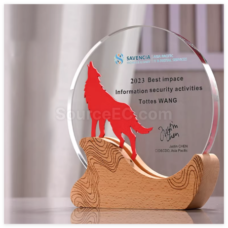 Customization Creative Solid Wood Crystal Trophy Promotional Products
