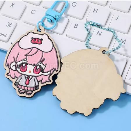 Customization Wooden rubber-like embossed keychain Promotional Products