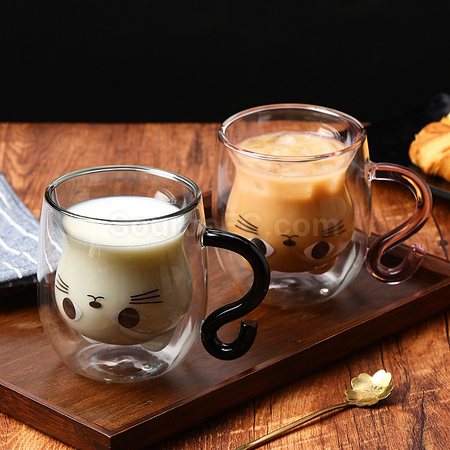 Customization Cat Double-walled Glass Cup Promotional Products