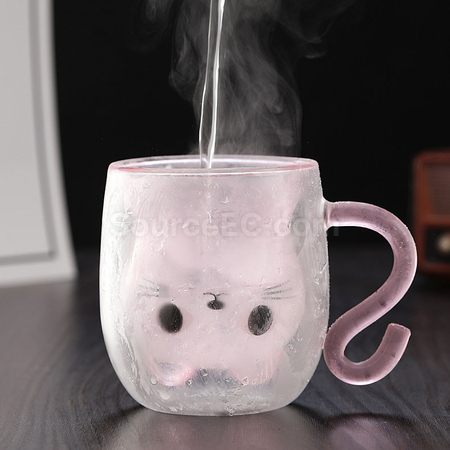 Customization Cat Double-walled Glass Cup Promotional Products