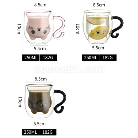 Customization Cat Double-walled Glass Cup Promotional Products
