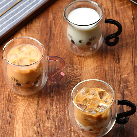 Customization Cat Double-walled Glass Cup Promotional Products