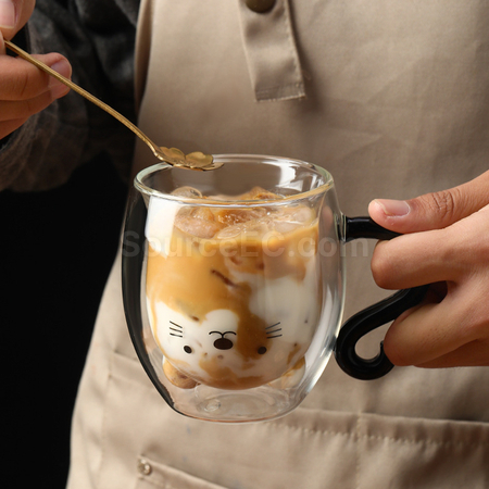 Customization Cat Double-walled Glass Cup Promotional Products