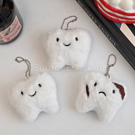 Customization Plush Tooth Pendant Keychain Promotional Products