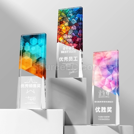 Customization Retro Laser Lridescent Crystal Trophy Promotional Products