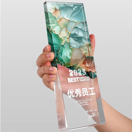 Customization Retro Laser Lridescent Crystal Trophy Promotional Products