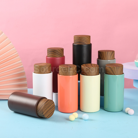 Customization Wood Grain Lid Pocket Insulated Cup Promotional Products