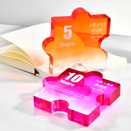 Customization High-End Gradient Creative Ligsaw Puzzle Crystal Trophy Promotional Products