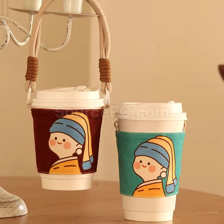 Customization Handheld and crossbody fabric cup sleeve Promotional Products