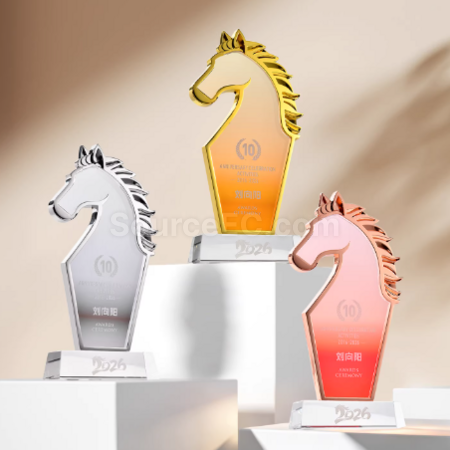 Customization Horse Year Metal Crystal Trophy Promotional Products