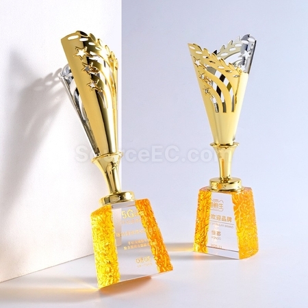 Customization Cutout Crystal Metal Trophy Promotional Products