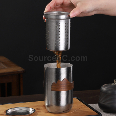 Customization Pure Titanium Double-Walled Teapot And Four-Cup Tea Set Promotional Products