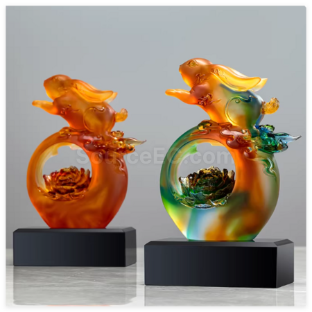 Customization Creative Ancient Glass Jade Rabbit Award Promotional Products