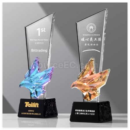 Customization Colorful Flying Dove Crystal Trophy Promotional Products