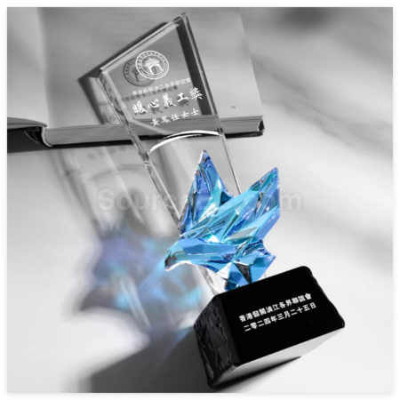 Customization Colorful Flying Dove Crystal Trophy Promotional Products