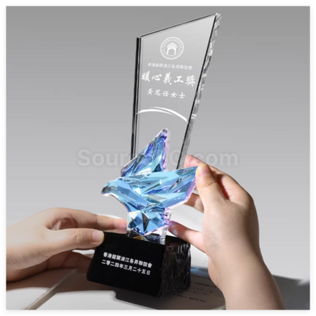 Customization Colorful Flying Dove Crystal Trophy Promotional Products