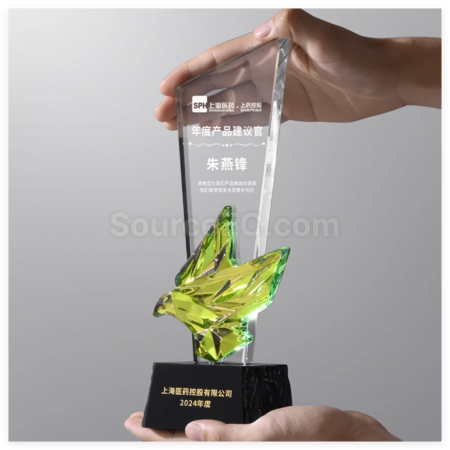 Customization Colorful Flying Dove Crystal Trophy Promotional Products